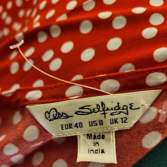 💋❤️Miss Selfridge Red & White Dot Button Down Maxi Dress Size 8 - Picture 10 of 12